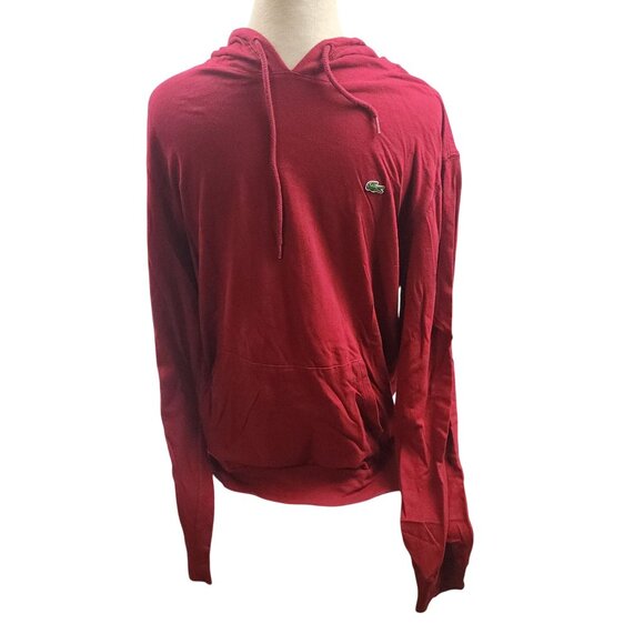 Lacoste Red Hooded Long Sleeve Shirt Regular Fit 100% Cotton Mens XL - Picture 5 of 13